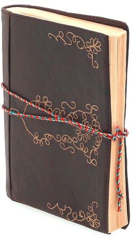 Leather Embroidered Brown Journal 5x7