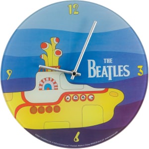 Wall Clock Glass Beatles Yellow Submarine