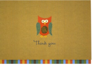 Owl Thank You Note Card Set of 14