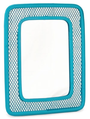 Teal Metal Mesh Magnetic Mirror
