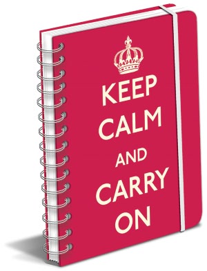 Keep Calm And Carry On Red Polypro Lined Spiral Journal 6.5 x 8.5