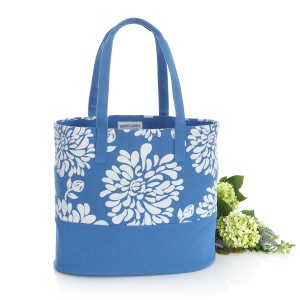 Blue Spider Mum Spring Canvas Tote Bag (16x7x14)