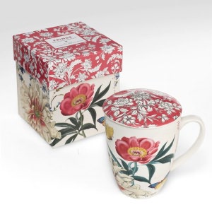 Scrapbook Lidded Tea Mug with Mesh Strainer