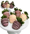 12 Pastel Belgian Chocolate Covered Strawberries by Golden Edibles: Product Image