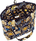 Vera Bradley Ellie Blue Fabric Tote (11.75 x 13.5 x 4)