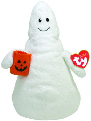 Ty Pluffies Plush - Ghost w/pumpkin bag