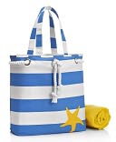Blue Wide Stripe with Starfish Canvas Summer Tote