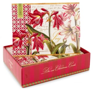 AMARYLLIS BLOOMS CHRISTMAS BOXED CARD