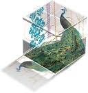 Transferware Glass Cube Peacock Paperweight 2.25'' by Fringe: Product Image
