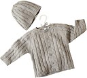 Boxed Gray Cable Sweater and Hat Set 0-6 Months by Elegant Baby: Product Image