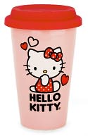 Hello Kitty Double Wall Ceramic Mug w/ Silicone Lid & Decal by Vandor: Product Image