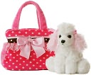 Fancy Pink Polka Dot Pet Carrier w/ Poodle by Aurora World: Product Image