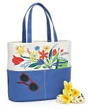 Floral Bouquet Cornflower Blue Canvas Tote (16x7x14) by Barnes & Noble: Product Image