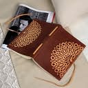 Vetro Stamped Brown Italian Leather Journal with Tie-6x8 by Barnes & Noble: Product Image