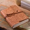 Tivoli Embossed Floral Tan Wrap Italian Leather Journal (6"x8") by Barnes & Noble: Product Image