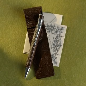 Spumoni Ballpoint Pen in Chocolate Leather