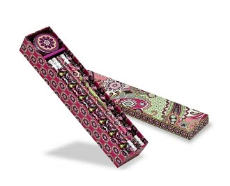 Vera Bradley Very Berry Paisley Pencil Box / 12 Pencils and Sharpener