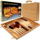 Deluxe Wooden Backgammon Set by Trademark Games: Product Image