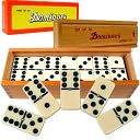 Premium Set of 28 Double Six Dominoes with Wood Case by Trademark Games: Product Image