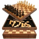 Chess Board Walnut Book Style with Staunton Chessmen by Trademark Games: Product Image