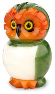 Green Italian Alabaster Owl Paperweight 