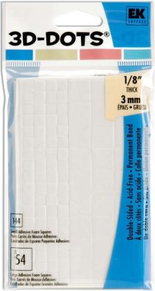 3-D Dots Adhesive Foam-White Squares - 54 Large/144 Small