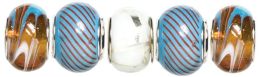 Trinkettes Glass & Metal Beads 5/Pkg-Orange & Blue Swirl