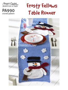 PA990-R Frosty Fellows Table Runner Crochet Pattern Maggie Weldon