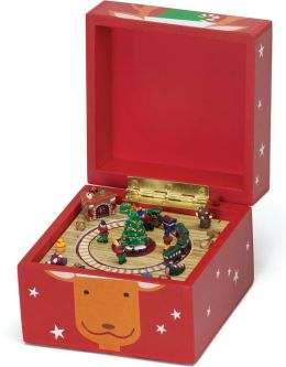 Reindeer Red Pom Pom Music Box 5x5x5