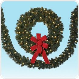 2-pack of 18' Merry Mixed Pine Artificial Christmas Garland with Clear Lights