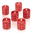 Product Image. Title: Red Beaded Votive Unscented Candles - Set of 6