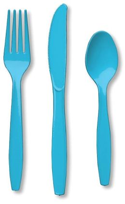 Heavy Duty Cutlery Assortment 24/Pkg-Pastel Blue