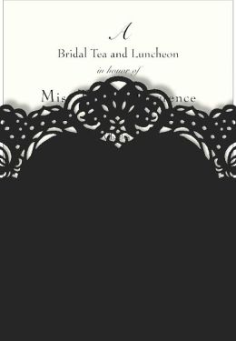 George Stanley Black Laser-Cut Lace Pocket Imprintable Invitation Set of 8