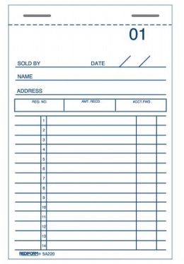 Rediform - Blueline 3-.63in. X 6in. Carbonized Duplicate Sales & Guest Check Book 5