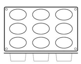 Paderno World Cuisine Non Stick Silicone Mold, Oval - 9 Molds