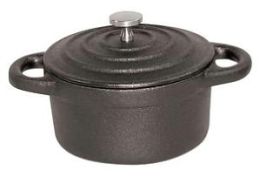 Paderno World Cuisine Black Mini 0.27 Qt. Round Cast Iron Lidded Casserole