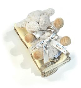 Cloud B Satin Trim Spill Cloth & Rattle Gift Set - Baby Sheep