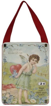 Vintage Valentine's Day Countdown Door Knob Sign-(4.5x3.75x.5)