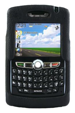 Leather Hard Case with Belt Clip for Blackberry 8800 - Black