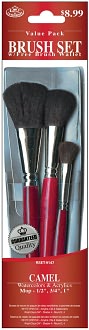 Brush Set Value Pack Camel 3/Pkg-Mop 1/2