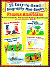 15 Easy to Read Biography Mini Books: Famous Americans: Grades K-2