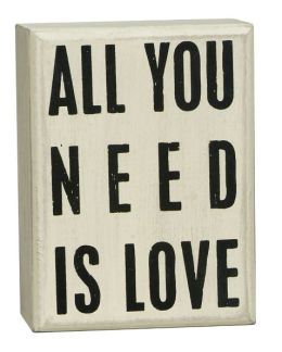 All You Need is Love White Small Box Sign (4x3x1.75)