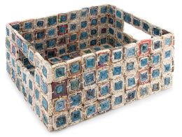 Recycled Newspaper Medallion Basket (12.5x9.75x5.25)