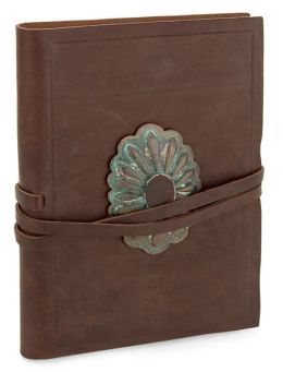 Brown Leather Wrinkle Lined Bound Journal with Western Style Brass Closure
