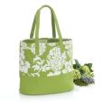 Product Image. Title: Green Begonia Spring Canvas Tote Bag (16x7x14)