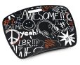 Product Image. Title: "Awesome" Headphones Black & Red Lap Desk with Zip Pocket
