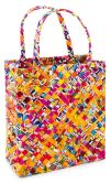 Product Image. Title: Multi Colors Medium Recycled Juice Label Book Tote (9.5x8.5)