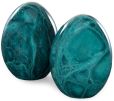 Product Image. Title: Malachite Green Italian Alabaster Egg Bookends Set of 2