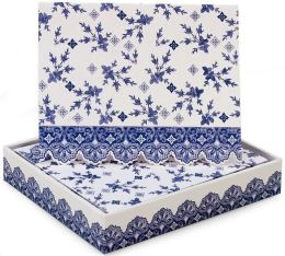 Vintage Blue & Ivory Lace Note Card Set of 8