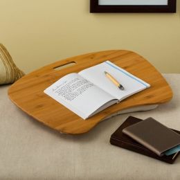 Bamboo Wood Contour Lap Desk with Cotton Hopsack Pillow